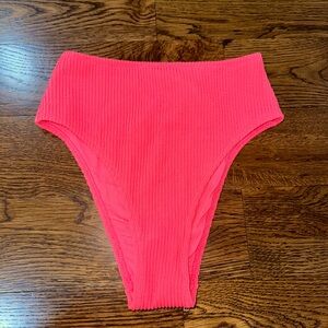 Aerie Ribbed High-Waisted Bikini Bottom - Bright Pink
